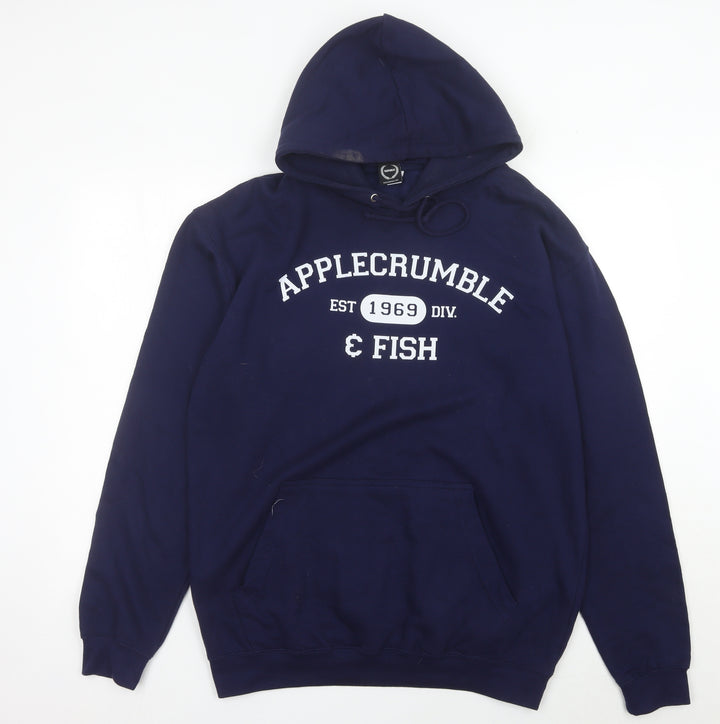 TeePublic Men’s Blue Pullover Hoodie L Logo Graphic Cotton Blend