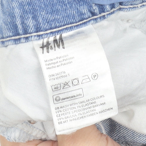 H&M Girls Blue Denim Short Skirt Size 14Y Distressed Casual