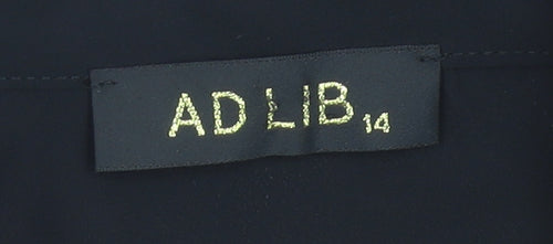 AD LIB Women Black Size 14 Long Sleeve Collared Blouse