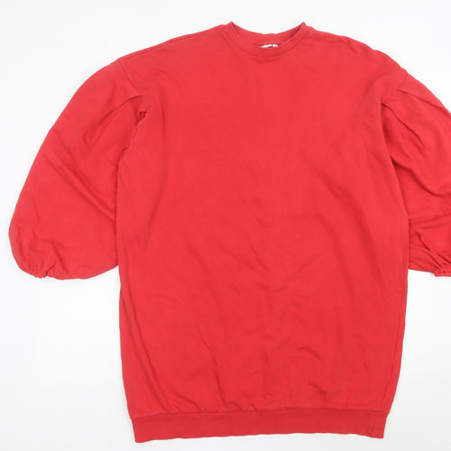 ASOS Womens Red Shift Balloon Sleeve Dress Size 8 Crew Neck