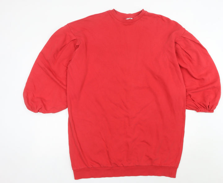 ASOS Womens Red Shift Balloon Sleeve Dress Size 8 Crew Neck