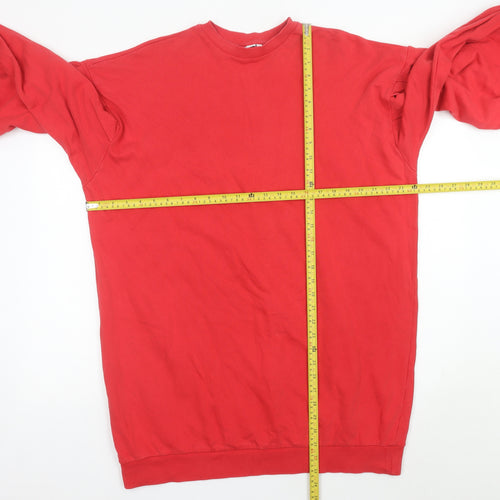 ASOS Womens Red Shift Balloon Sleeve Dress Size 8 Crew Neck