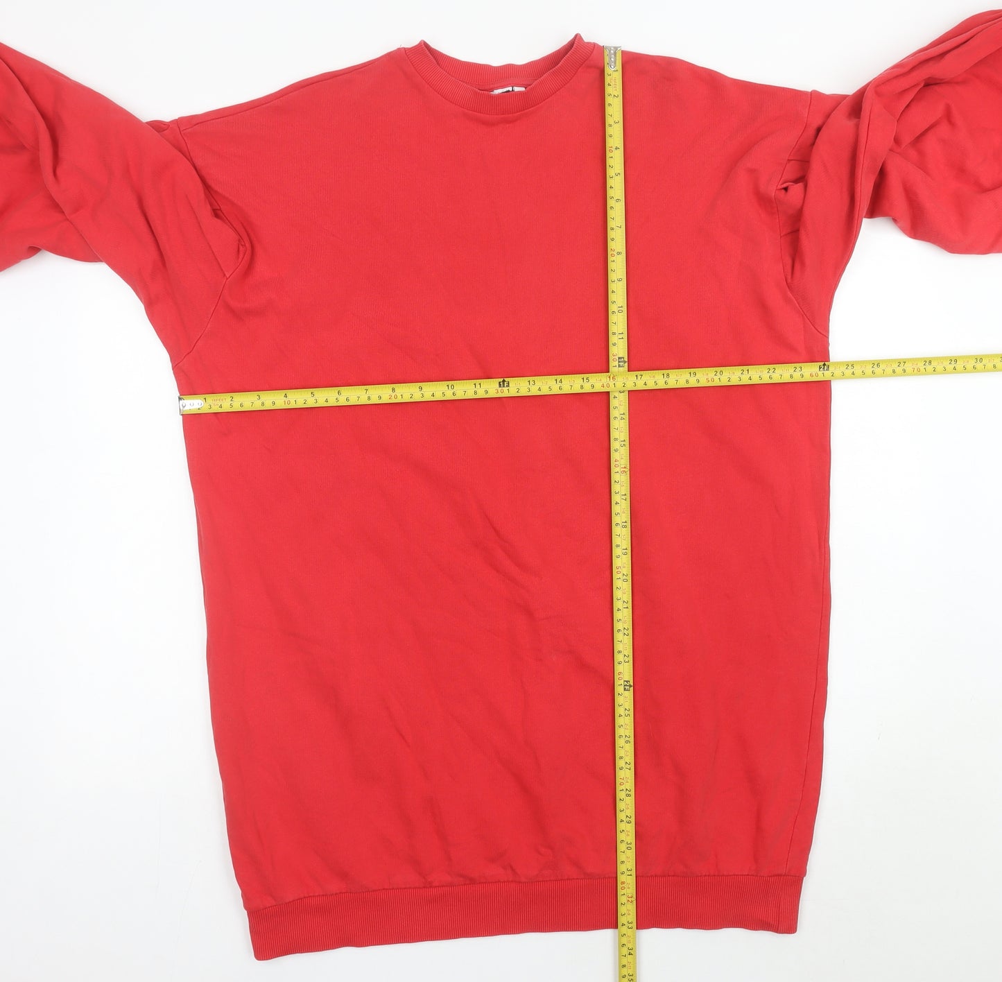 ASOS Womens Red Shift Balloon Sleeve Dress Size 8 Crew Neck