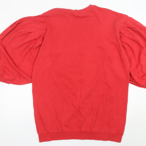 ASOS Womens Red Shift Balloon Sleeve Dress Size 8 Crew Neck