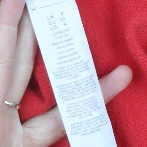ASOS Womens Red Shift Balloon Sleeve Dress Size 8 Crew Neck