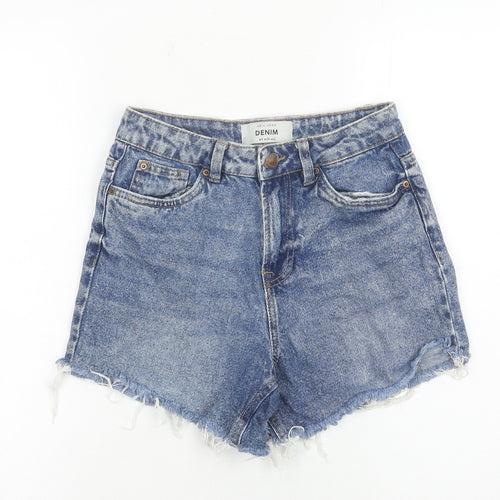 New Look Women Blue Size 6 High Rise Cut-Off Denim Shorts