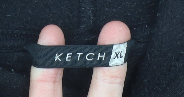 Ketch Men’s Black Pullover Hoodie XL Fleece Regular Fit