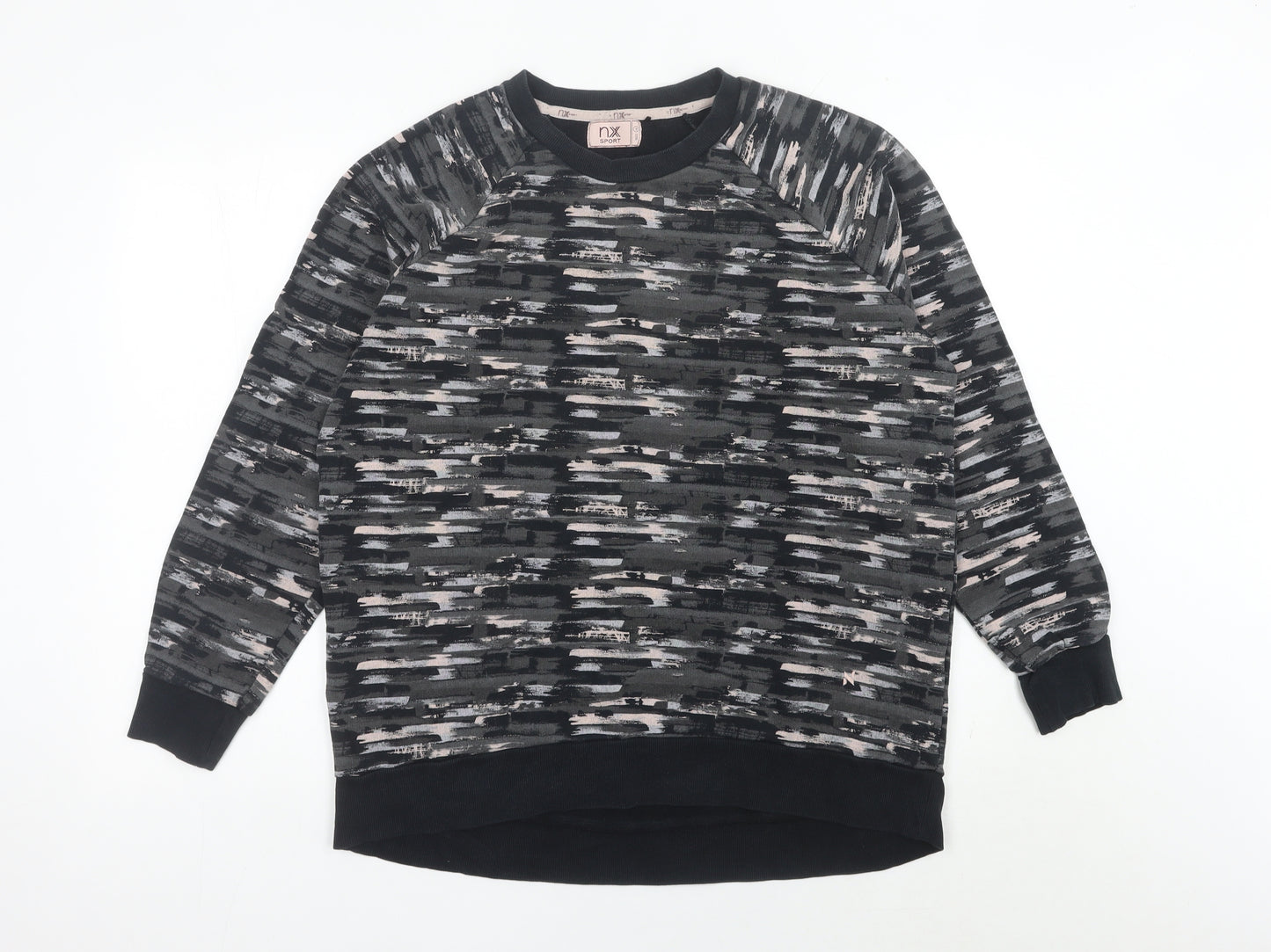 Next Women Black Cotton Pullover Sweatshirt Size 16 Raglan Sleeve