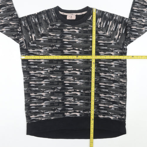 Next Women Black Cotton Pullover Sweatshirt Size 16 Raglan Sleeve