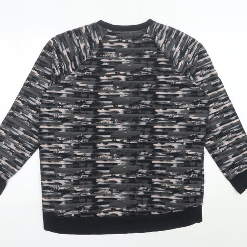 Next Women Black Cotton Pullover Sweatshirt Size 16 Raglan Sleeve