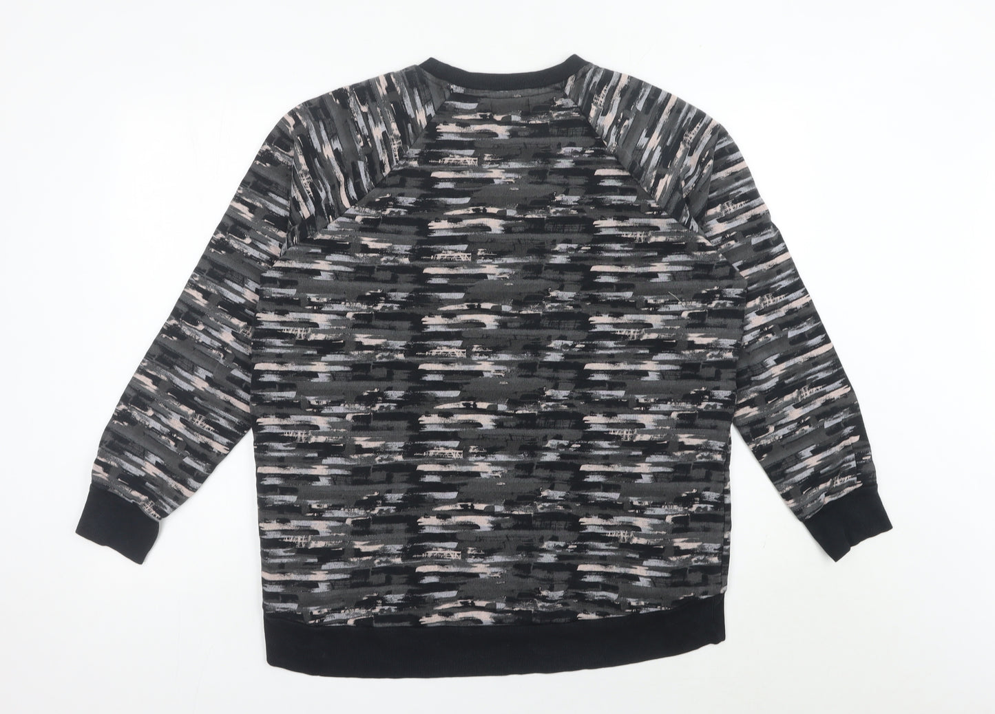 Next Women Black Cotton Pullover Sweatshirt Size 16 Raglan Sleeve