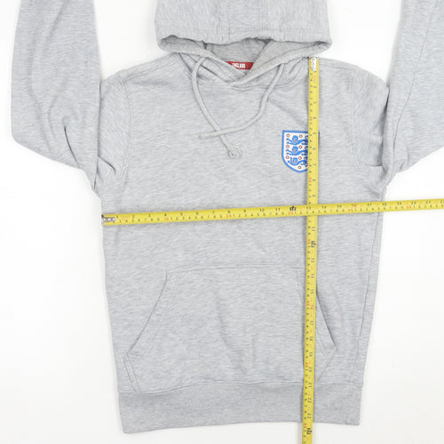 England Mens Grey Pullover Hoodie S Embroidered Logo Football Fleece