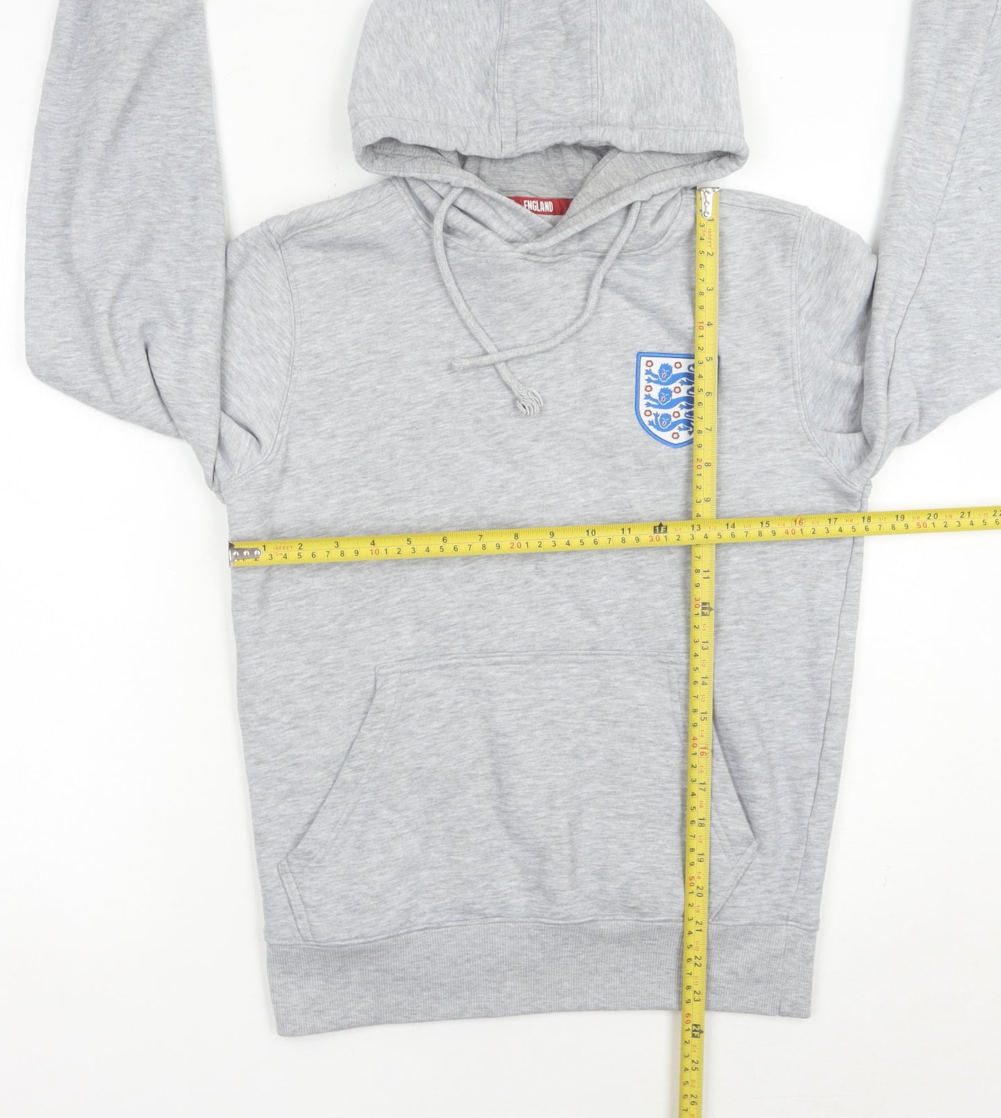England Mens Grey Pullover Hoodie S Embroidered Logo Football Fleece