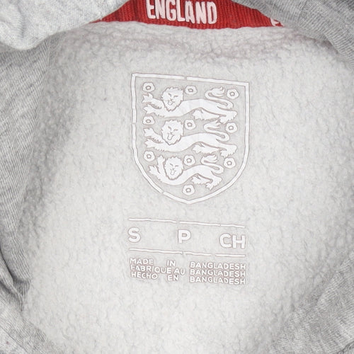 England Mens Grey Pullover Hoodie S Embroidered Logo Football Fleece