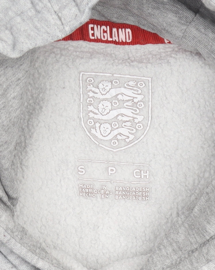 England Mens Grey Pullover Hoodie S Embroidered Logo Football Fleece