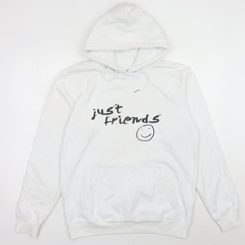 Stanley/Stella Unisex White Hoodie M Pullover Just Friends Logo