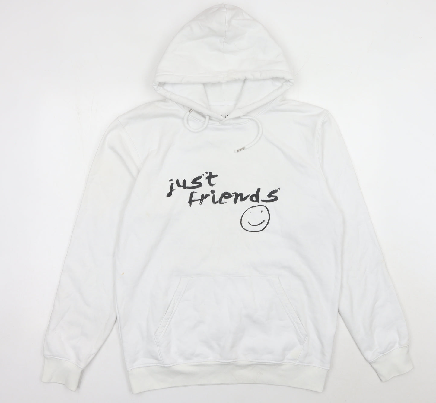 Stanley/Stella Unisex White Hoodie M Pullover Just Friends Logo
