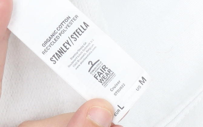 Stanley/Stella Unisex White Hoodie M Pullover Just Friends Logo