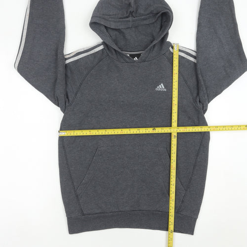 Adidas Boys Grey Pullover Hoodie 13-14 Years Long Sleeve Logo Sportswear