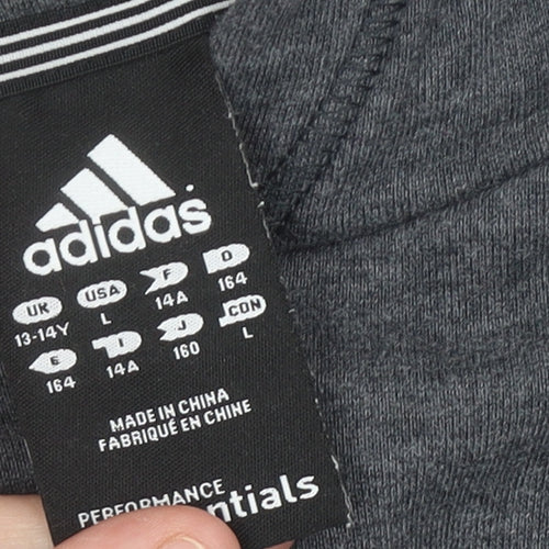 Adidas Boys Grey Pullover Hoodie 13-14 Years Long Sleeve Logo Sportswear