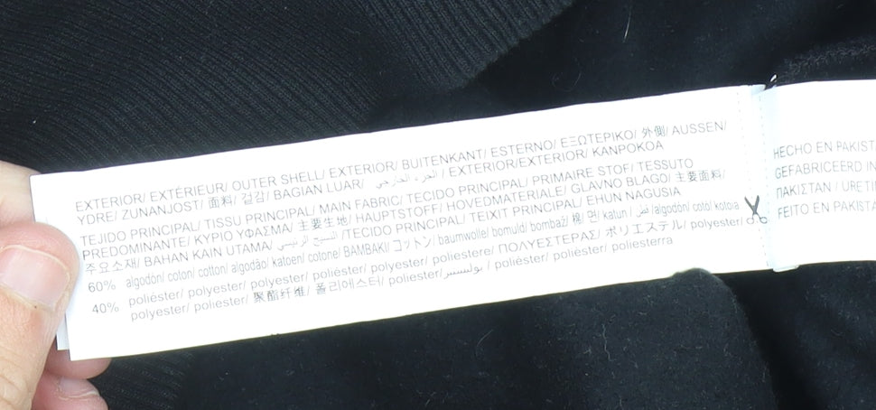 Bershka Unisex Black Pullover Hoodie Graphic Print Size M