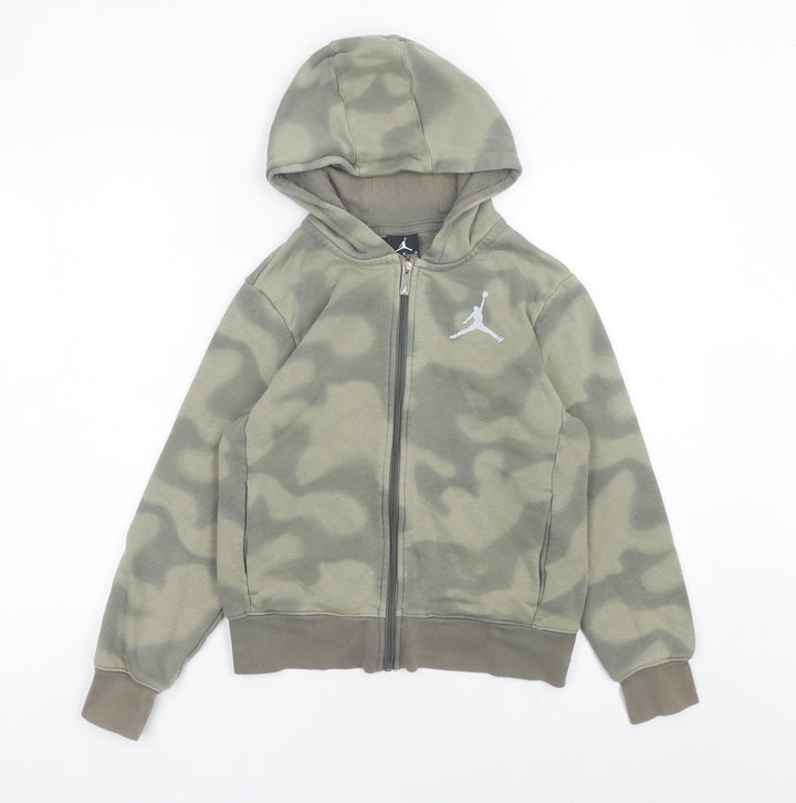 Jordan Boys Green Camouflage Full Zip Hoodie 10-12 Yrs Basketball Logo