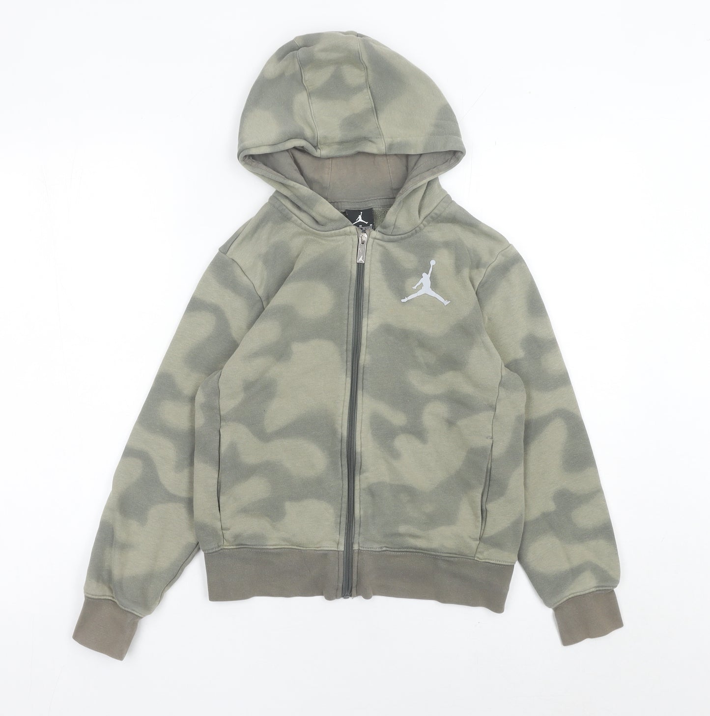 Jordan Boys Green Camouflage Full Zip Hoodie 10-12 Yrs Basketball Logo