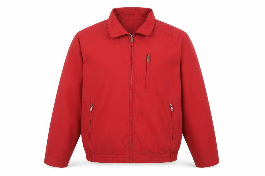 Front view of Frank Eden Men's Red, size 46, Polyester Zip Casual Jacket