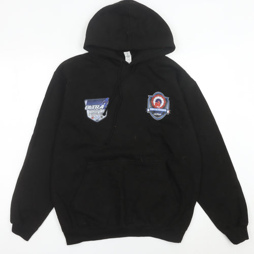 JustHoods Men’s Black Pullover Hoodie Medium Racing Graphic Print
