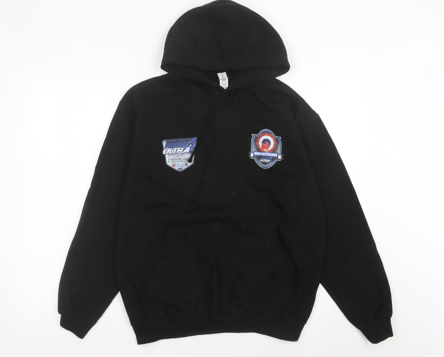 JustHoods Men’s Black Pullover Hoodie Medium Racing Graphic Print