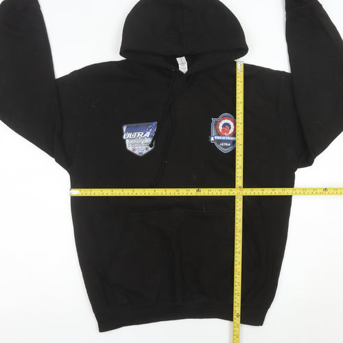 JustHoods Men’s Black Pullover Hoodie Medium Racing Graphic Print