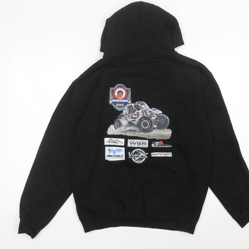 JustHoods Men’s Black Pullover Hoodie Medium Racing Graphic Print