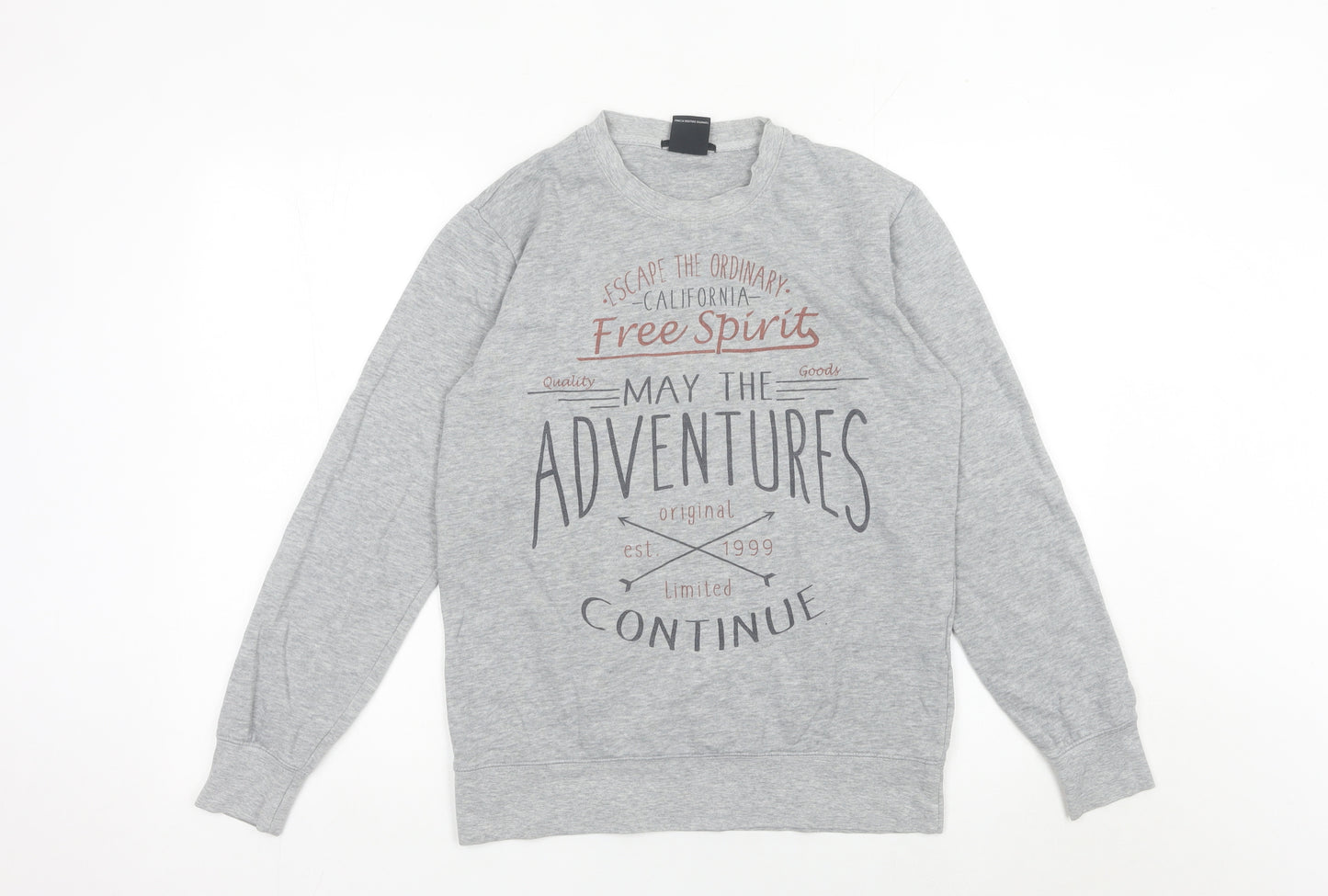 Smog Unisex Adults Grey Pullover Sweatshirt S Regular Fit