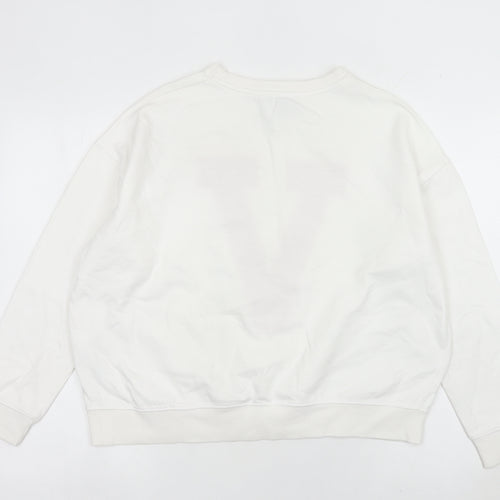 New Look Women’s White Sweatshirt Small Varsity Logo Pullover