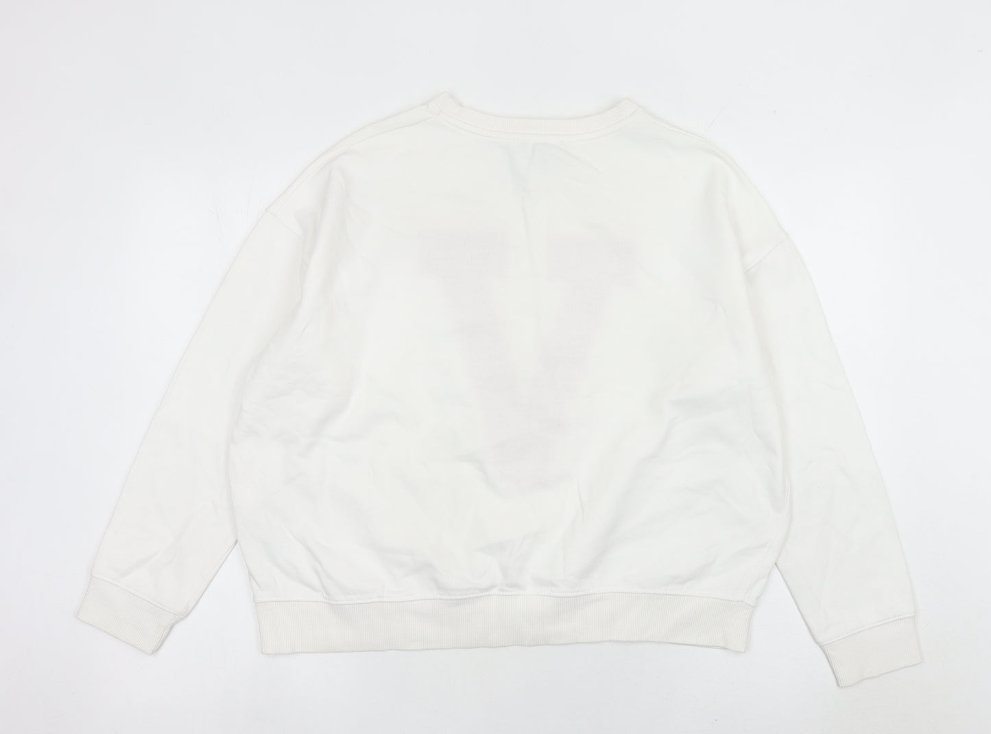 New Look Women’s White Sweatshirt Small Varsity Logo Pullover