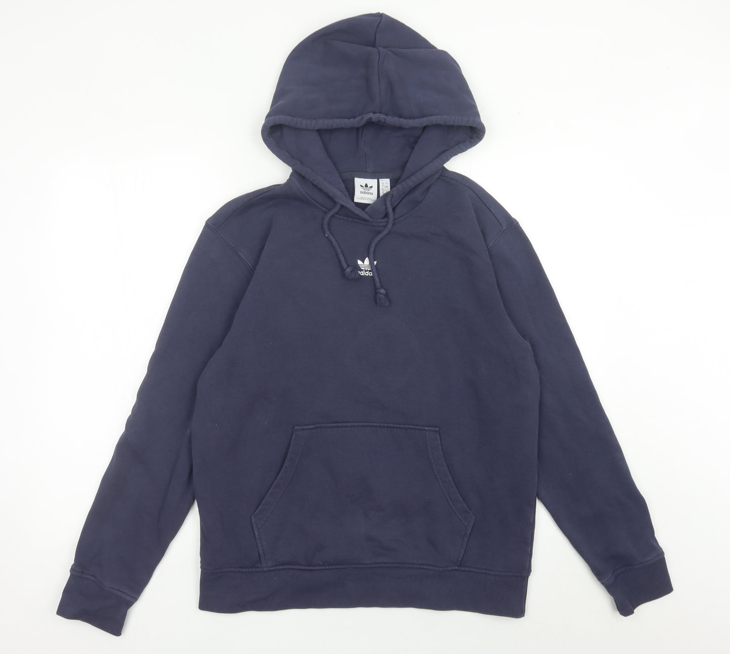 Adidas Womens Blue Hoodie UK 12 Pullover Long Sleeve Cotton Blend