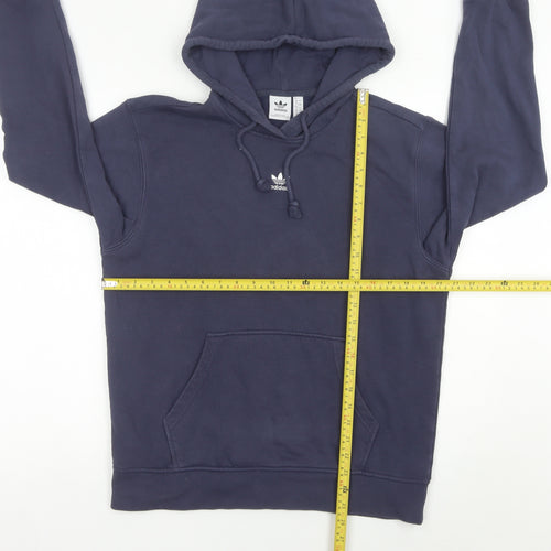 Adidas Womens Blue Hoodie UK 12 Pullover Long Sleeve Cotton Blend