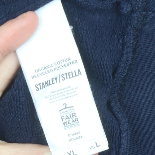 Stanley/Stella Mens Blue Pullover Hoodie XL with Logo and Pockets