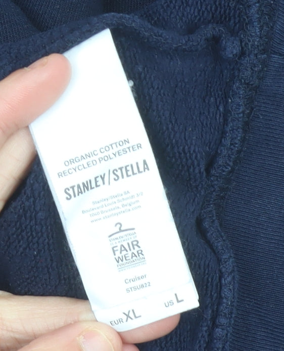 Stanley/Stella Mens Blue Pullover Hoodie XL with Logo and Pockets