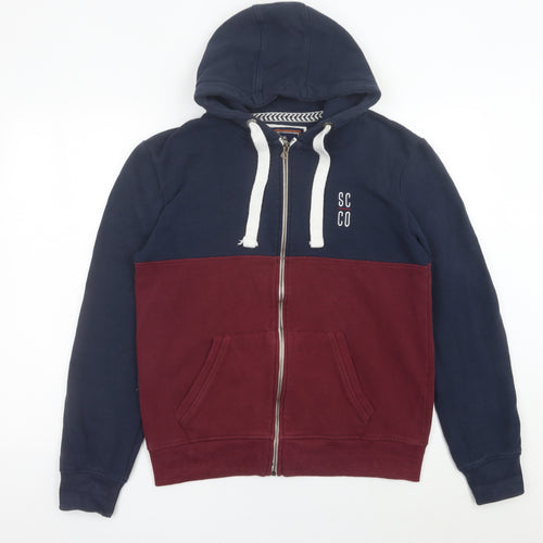 SoulCal & Co Men's Blue Red Full Zip Hoodie M Logo Cotton Blend