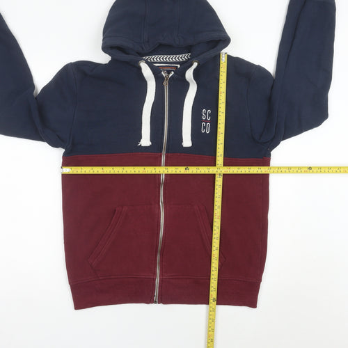 SoulCal & Co Men's Blue Red Full Zip Hoodie M Logo Cotton Blend