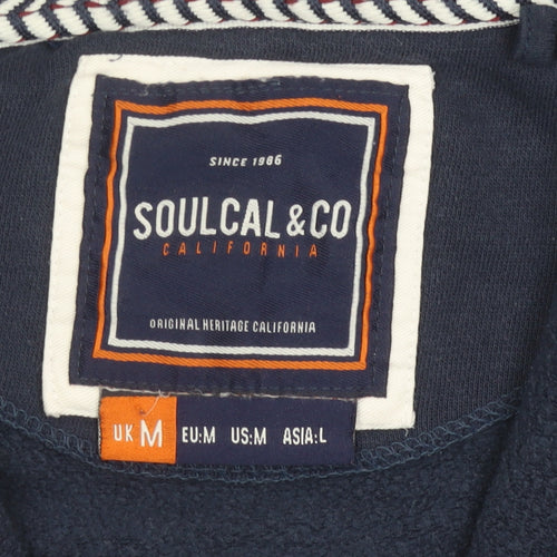SoulCal & Co Men's Blue Red Full Zip Hoodie M Logo Cotton Blend