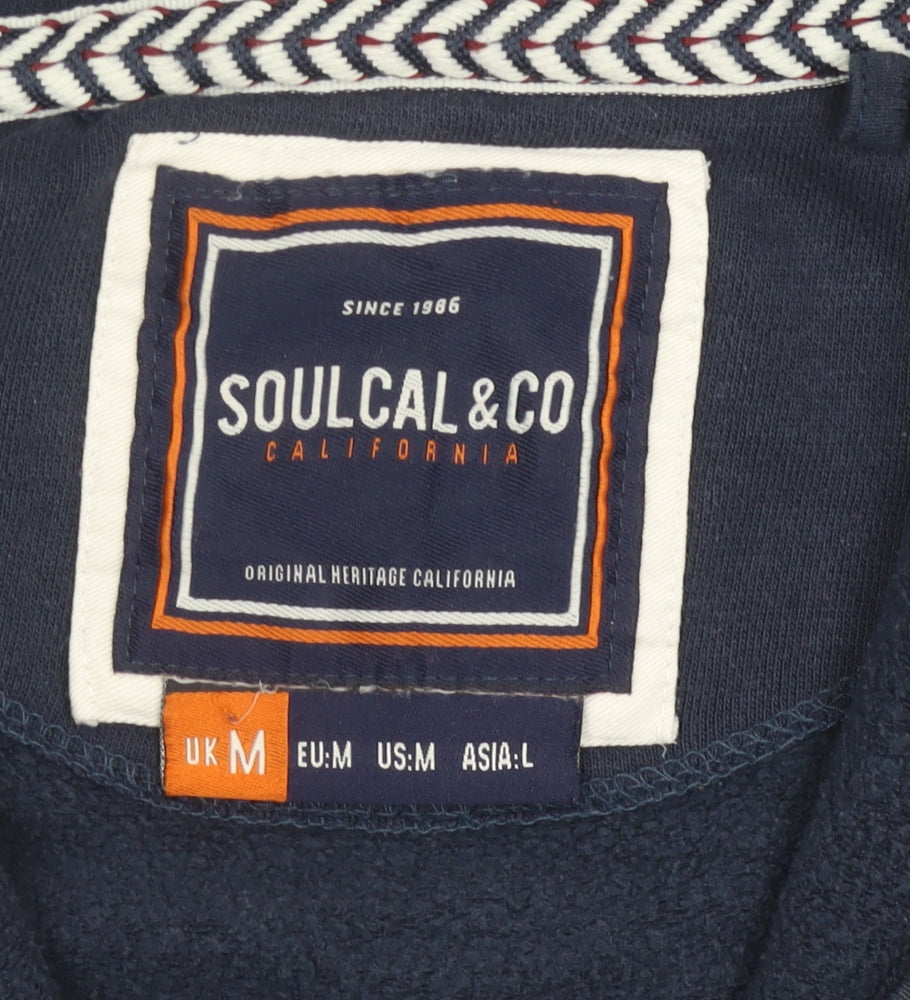 SoulCal & Co Men's Blue Red Full Zip Hoodie M Logo Cotton Blend