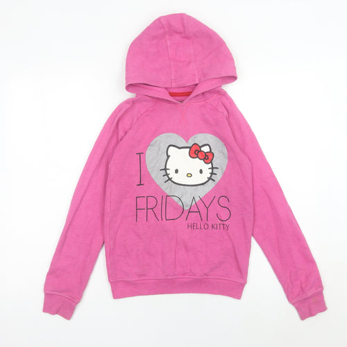 Marks and Spencer Girls Pink Hello Kitty Hoodie 10-11Y Pullover Long Sleeve