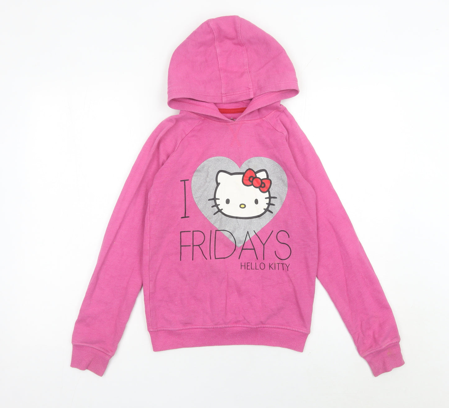 Marks and Spencer Girls Pink Hello Kitty Hoodie 10-11Y Pullover Long Sleeve