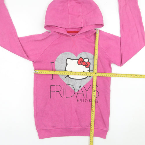 Marks and Spencer Girls Pink Hello Kitty Hoodie 10-11Y Pullover Long Sleeve