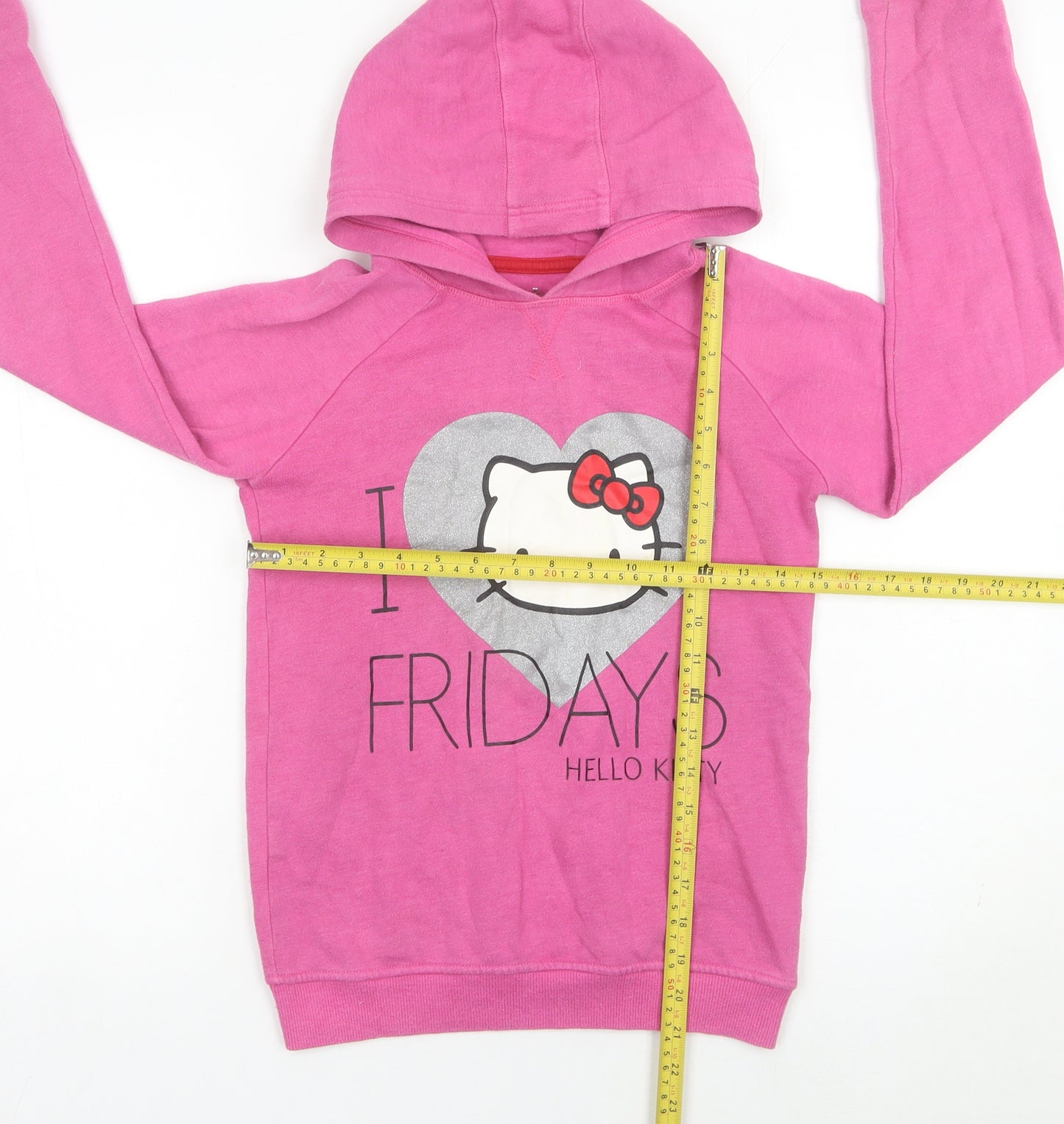 Marks and Spencer Girls Pink Hello Kitty Hoodie 10-11Y Pullover Long Sleeve