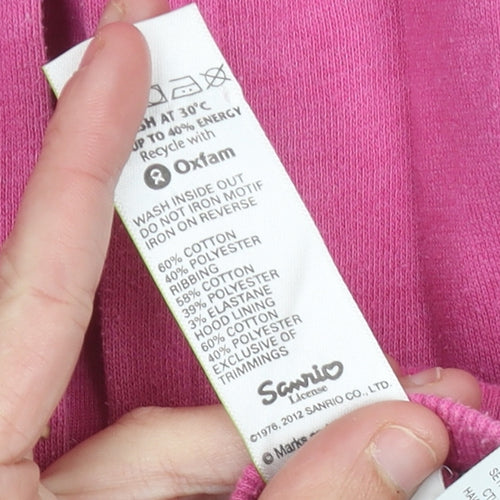Marks and Spencer Girls Pink Hello Kitty Hoodie 10-11Y Pullover Long Sleeve