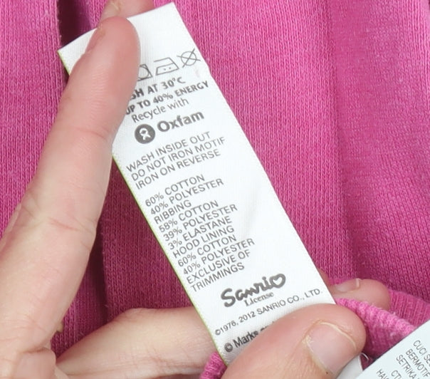 Marks and Spencer Girls Pink Hello Kitty Hoodie 10-11Y Pullover Long Sleeve