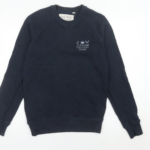 Jack Wills Mens Blue Small Pullover Sweatshirt Crew Neck Long Sleeve